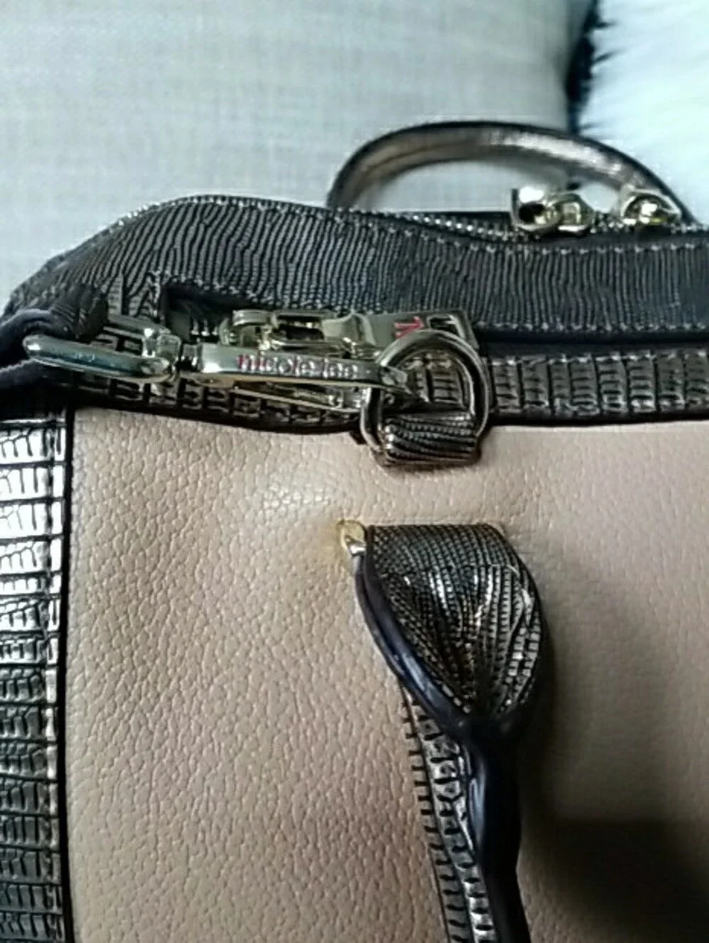 Nicole Lee Metallic Brown Satchel with Multicolor Beadwork